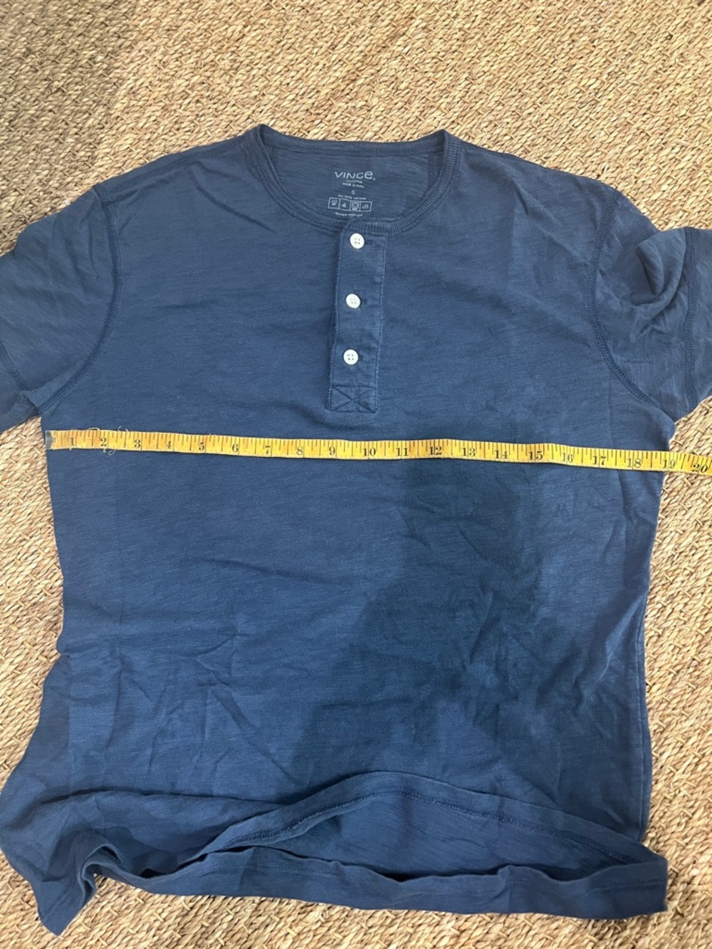 Men's Vince Blue Henley Shirt - Picture 7 of 7